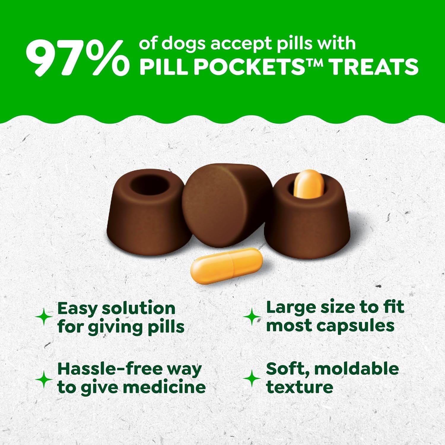 Greenies Pill Pockets for Dogs Large Size, Dog Treat Pouch for Capsule Medication, Hickory Smoke Flavor, 7.9 Oz. Pouch - FurrrBabies & More! - 744759693518