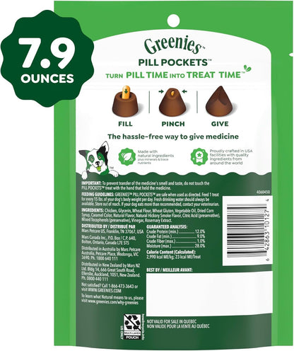 Greenies Pill Pockets for Dogs Large Size, Dog Treat Pouch for Capsule Medication, Hickory Smoke Flavor, 7.9 Oz. Pouch - FurrrBabies & More! - 744759693518
