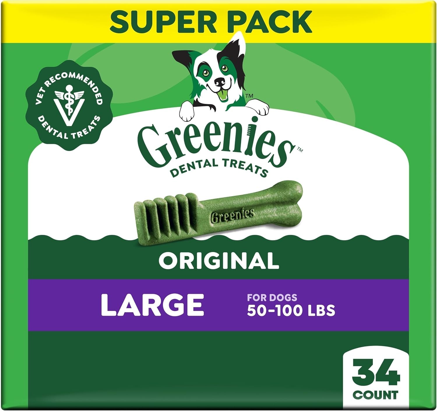 Greenies Veterinarian - Recommended Adult Natural Dental Dog Treats Large Size, Dog Dental Chews, Original Flavor, 54 Oz. Pack, 34 Count - FurrrBabies & More! - 7445015129163