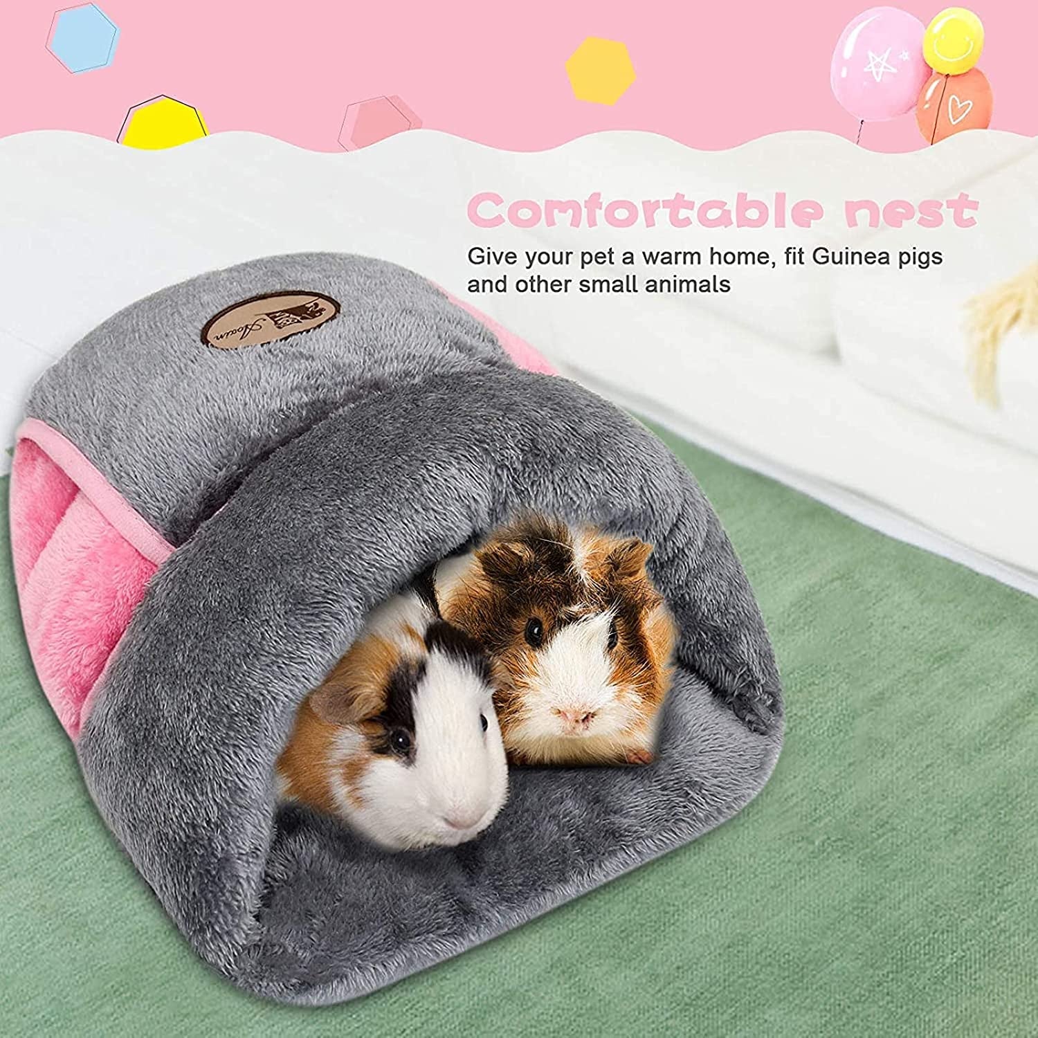 Guinea Pig Bed Cuddle Cave Warm Fleece Cozy House Bedding Sleeping Cushion Cage Nest for Small Animal Squirrel Chinchilla Rabbit Hedgehog Cage Accessories (Grey) - FurrrBabies & More! - 705353207488