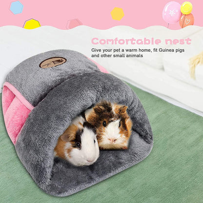 Guinea Pig Bed Cuddle Cave Warm Fleece Cozy House Bedding Sleeping Cushion Cage Nest for Small Animal Squirrel Chinchilla Rabbit Hedgehog Cage Accessories (Grey) - FurrrBabies & More! - 705353207488