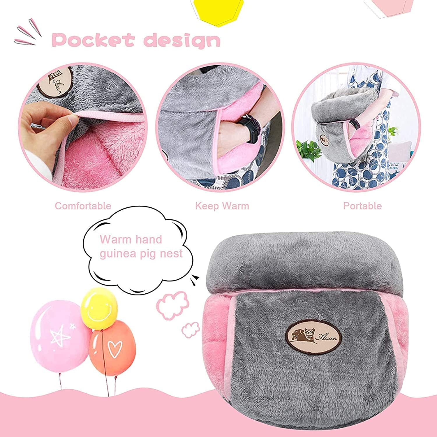 Guinea Pig Bed Cuddle Cave Warm Fleece Cozy House Bedding Sleeping Cushion Cage Nest for Small Animal Squirrel Chinchilla Rabbit Hedgehog Cage Accessories (Grey) - FurrrBabies & More! - 705353207488