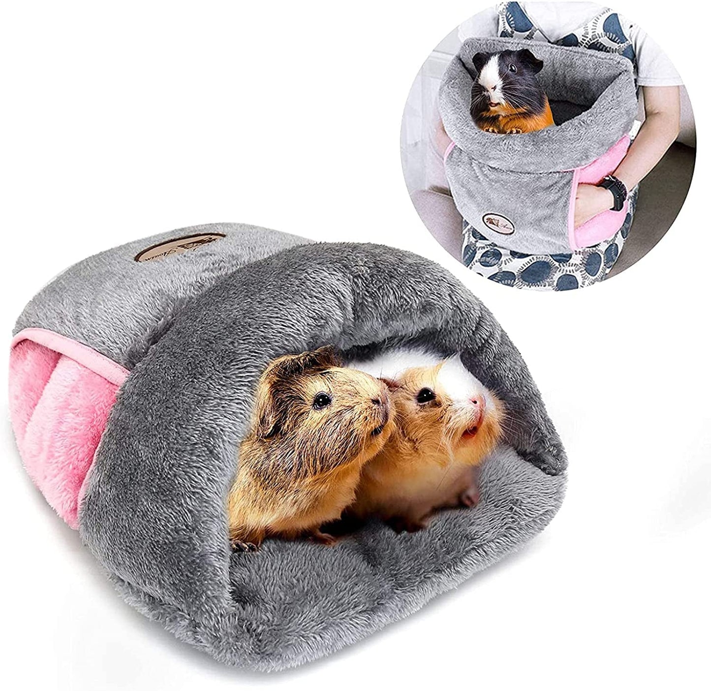 Guinea Pig Bed Cuddle Cave Warm Fleece Cozy House Bedding Sleeping Cushion Cage Nest for Small Animal Squirrel Chinchilla Rabbit Hedgehog Cage Accessories (Grey) - FurrrBabies & More! - 705353207488
