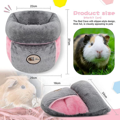 Guinea Pig Bed Cuddle Cave Warm Fleece Cozy House Bedding Sleeping Cushion Cage Nest for Small Animal Squirrel Chinchilla Rabbit Hedgehog Cage Accessories (Grey) - FurrrBabies & More! - 705353207488