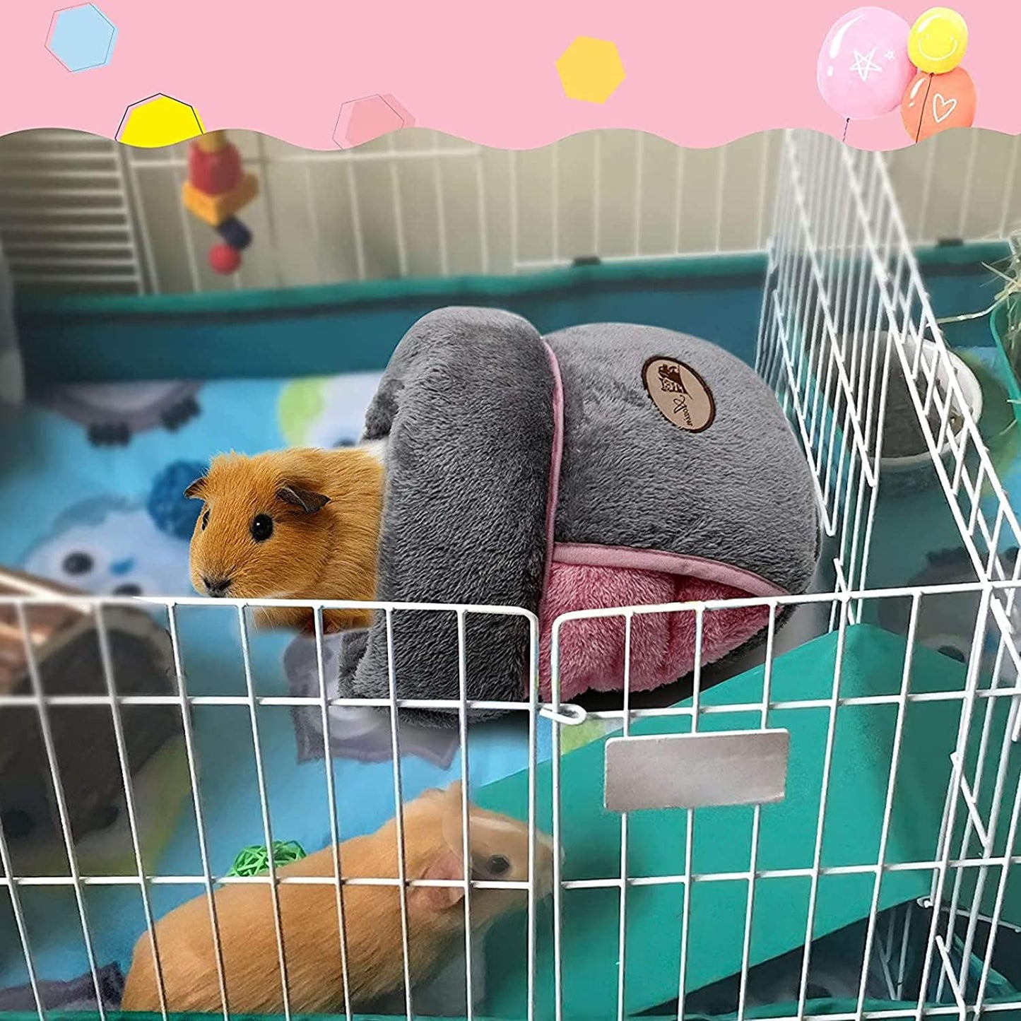 Guinea Pig Bed Cuddle Cave Warm Fleece Cozy House Bedding Sleeping Cushion Cage Nest for Small Animal Squirrel Chinchilla Rabbit Hedgehog Cage Accessories (Grey) - FurrrBabies & More! - 705353207488