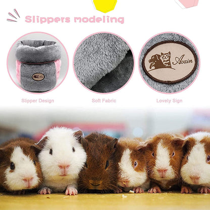 Guinea Pig Bed Cuddle Cave Warm Fleece Cozy House Bedding Sleeping Cushion Cage Nest for Small Animal Squirrel Chinchilla Rabbit Hedgehog Cage Accessories (Grey) - FurrrBabies & More! - 705353207488