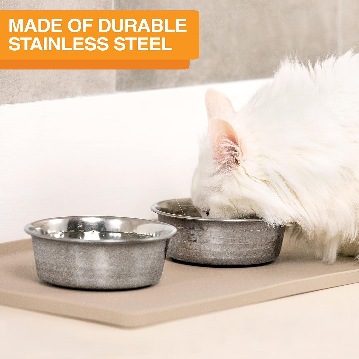 Hammered Decorative Designer Bowls - Luxury Style Premium Dog and Cat Dishes (Large, Stainless) - FurrrBabies & More! - 7445021634620