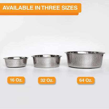 Hammered Decorative Designer Bowls - Luxury Style Premium Dog and Cat Dishes (Large, Stainless) - FurrrBabies & More! - 7445021634620