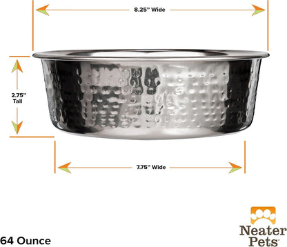 Hammered Decorative Designer Bowls - Luxury Style Premium Dog and Cat Dishes (Large, Stainless) - FurrrBabies & More! - 7445021634620