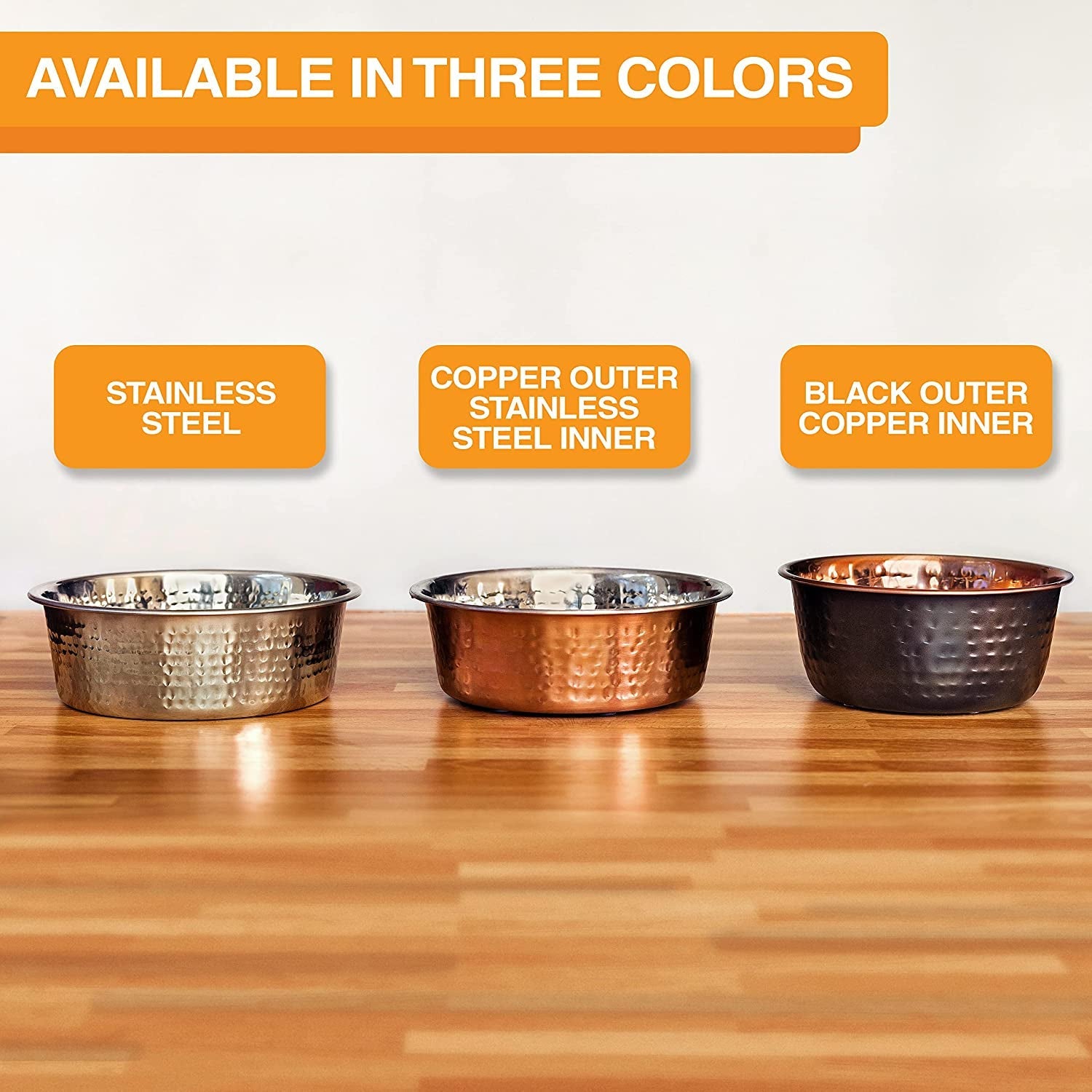 Hammered Decorative Designer Bowls - Luxury Style Premium Dog and Cat Dishes (Large, Stainless) - FurrrBabies & More! - 7445021634620