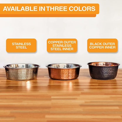 Hammered Decorative Designer Bowls - Luxury Style Premium Dog and Cat Dishes (Large, Stainless) - FurrrBabies & More! - 7445021634620