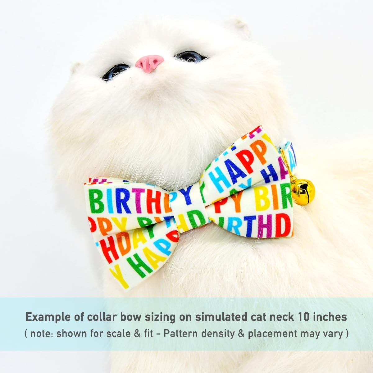 Happy Birthday Cat Breakaway Collar Bow Tie with Bell, Wedding/Birthday Cat Accessories - FurrrBabies & More! - 7445012851852