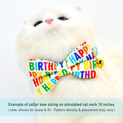 Happy Birthday Cat Breakaway Collar Bow Tie with Bell, Wedding/Birthday Cat Accessories - FurrrBabies & More! - 7445012851852