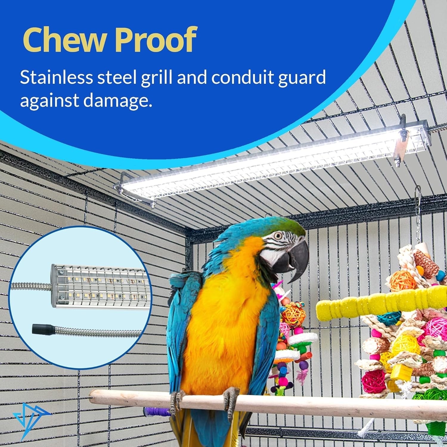 Happybird Lighting Bird Cage Light with Chew Guard - Full Spectrum LED Pet Light - Simulates Natural Environment - Safe for Hookbill Birds – Easy to Install - (18" Long) - FurrrBabies & More! - 726084810181