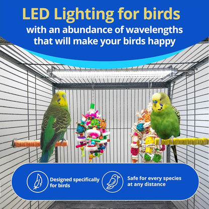 Happybird Lighting Bird Cage Light with Chew Guard - Full Spectrum LED Pet Light - Simulates Natural Environment - Safe for Hookbill Birds – Easy to Install - (18" Long) - FurrrBabies & More! - 726084810181