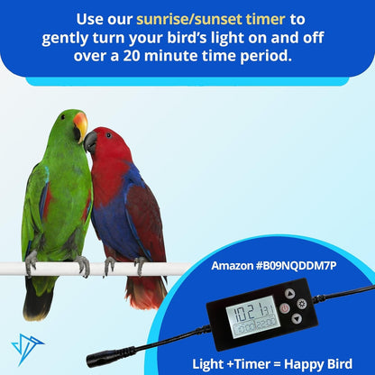 Happybird Lighting Bird Cage Light with Chew Guard - Full Spectrum LED Pet Light - Simulates Natural Environment - Safe for Hookbill Birds – Easy to Install - (18" Long) - FurrrBabies & More! - 726084810181