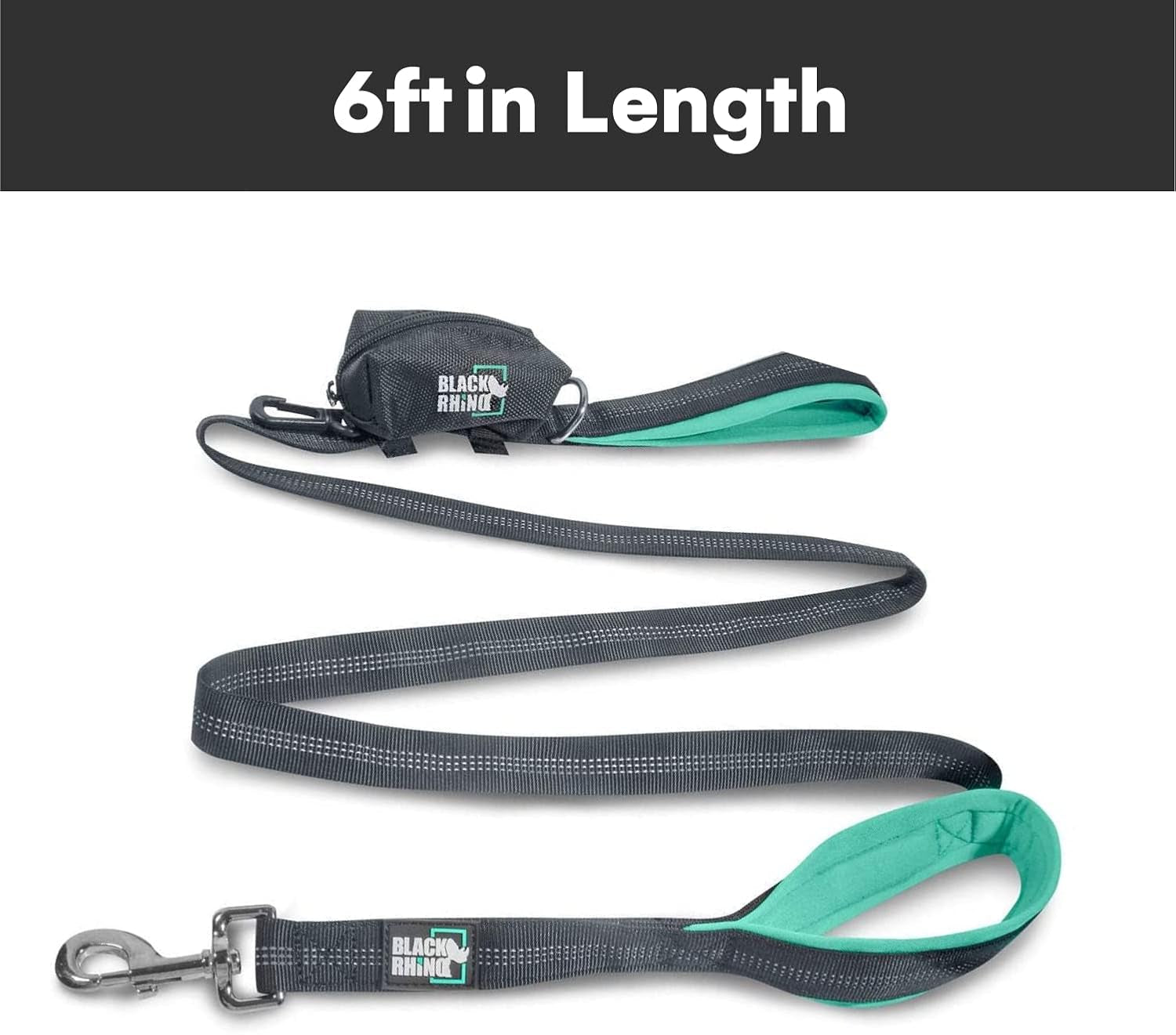 Heavy Duty Dog Leash for Medium and Large Dogs - 6 Ft Long Double Handle Leash with Padded Traffic Control Handles and Bag for Comfort - Reflective, Durable, and Weather Resistant (Aqua) - FurrrBabies & More! - 7445046837808