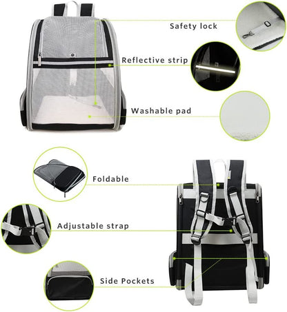 Innovative Traveler Bubble Backpack Pet Carriers for Cats and Dogs (Black) - FurrrBabies & More! - 744759313492
