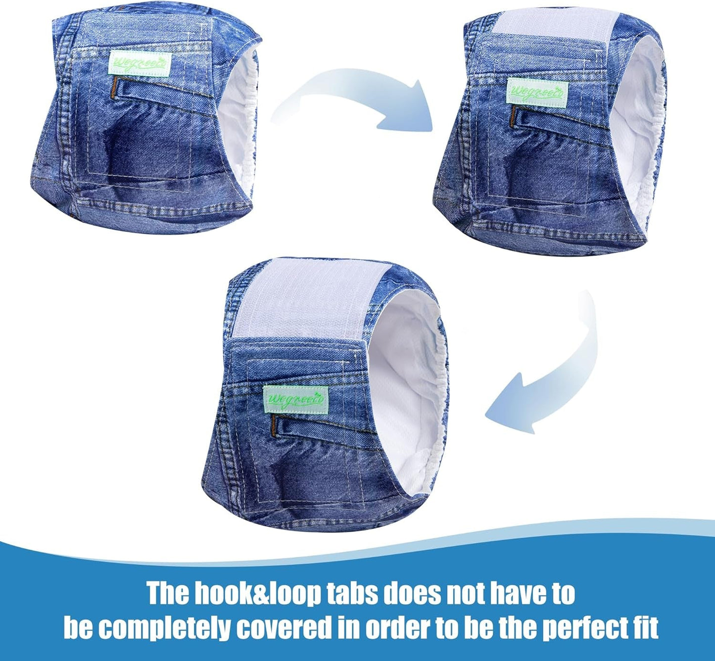 Jeans Washable Male Dog Diapers (Pack of 3) - Washable Male Dog Belly Wrap (Medium) - FurrrBabies & More! - 705353040498