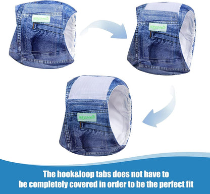 Jeans Washable Male Dog Diapers (Pack of 3) - Washable Male Dog Belly Wrap (Medium) - FurrrBabies & More! - 705353040498