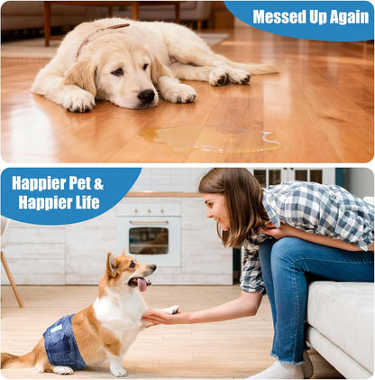 Jeans Washable Male Dog Diapers (Pack of 3) - Washable Male Dog Belly Wrap (Medium) - FurrrBabies & More! - 705353040498