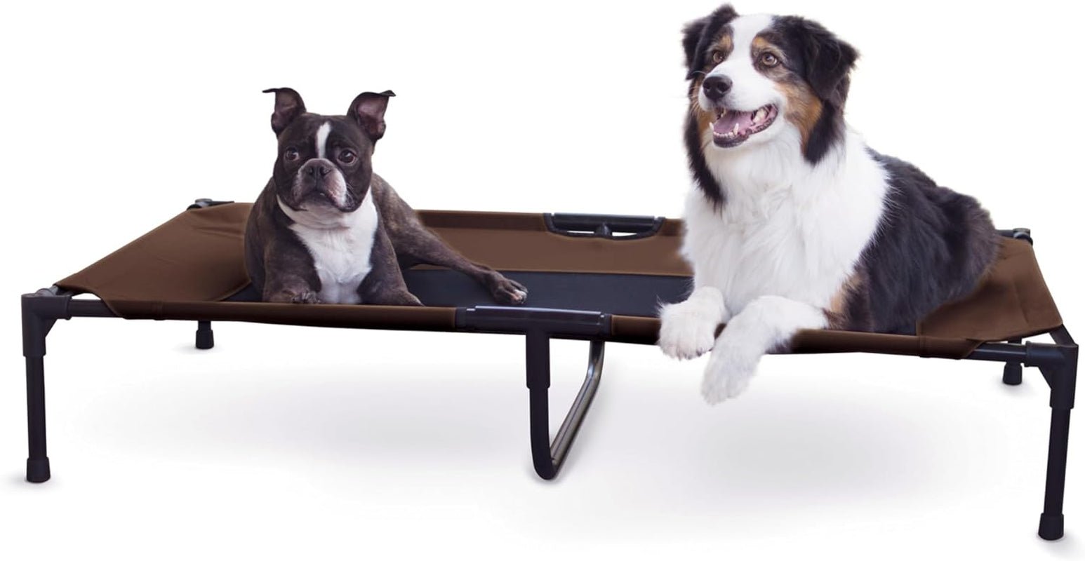K&H Outdoor Elevated Dog Bed - Cooling Raised Dog Bed for Large & Extra - Large Pets, Breathable Mesh Center Hammock Design, Indoor/Outdoor Washable Cover, Portable Metal Frame, Chocolate, XL 50X32In - FurrrBabies & More! - 744110068016