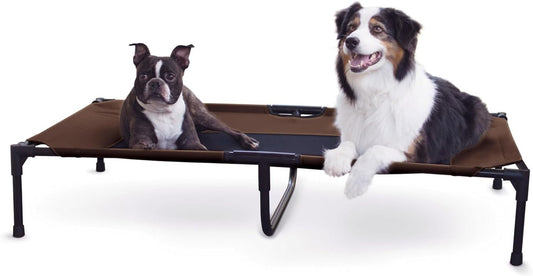 K&H Outdoor Elevated Dog Bed - Cooling Raised Dog Bed for Large & Extra - Large Pets, Breathable Mesh Center Hammock Design, Indoor/Outdoor Washable Cover, Portable Metal Frame, Chocolate, XL 50X32In - FurrrBabies & More! - 744110068016