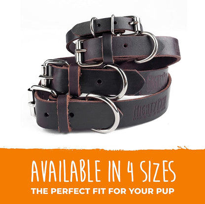 Leather Dog Collar - Genuine Distressed Leather - Strong Metal Buckle - Ultimate Comfort - Modern Style for All Dogs Breeds - Comfort Puppy Collar - (Medium - Brown) - FurrrBabies & More! - 7445028223261