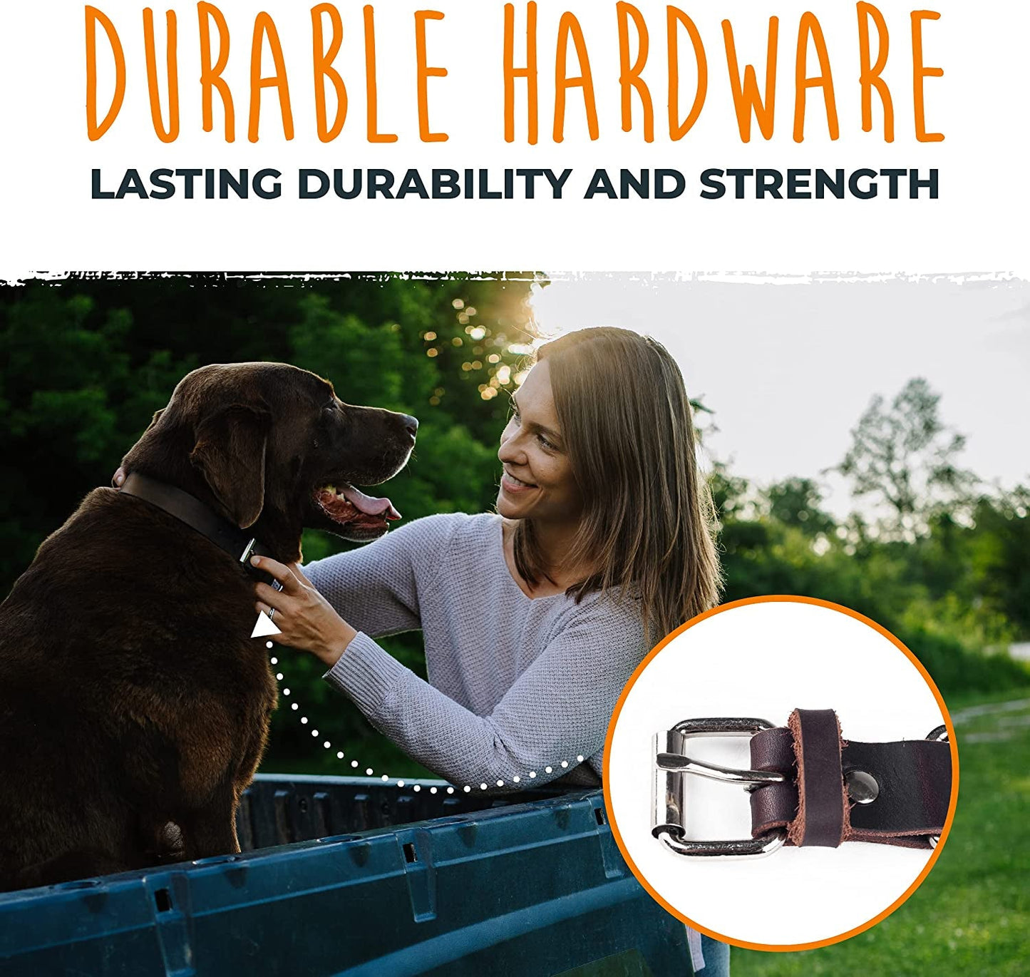 Leather Dog Collar - Genuine Distressed Leather - Strong Metal Buckle - Ultimate Comfort - Modern Style for All Dogs Breeds - Comfort Puppy Collar - (Medium - Brown) - FurrrBabies & More! - 7445028223261