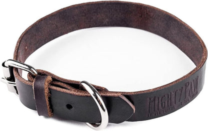 Leather Dog Collar - Genuine Distressed Leather - Strong Metal Buckle - Ultimate Comfort - Modern Style for All Dogs Breeds - Comfort Puppy Collar - (Medium - Brown) - FurrrBabies & More! - 7445028223261