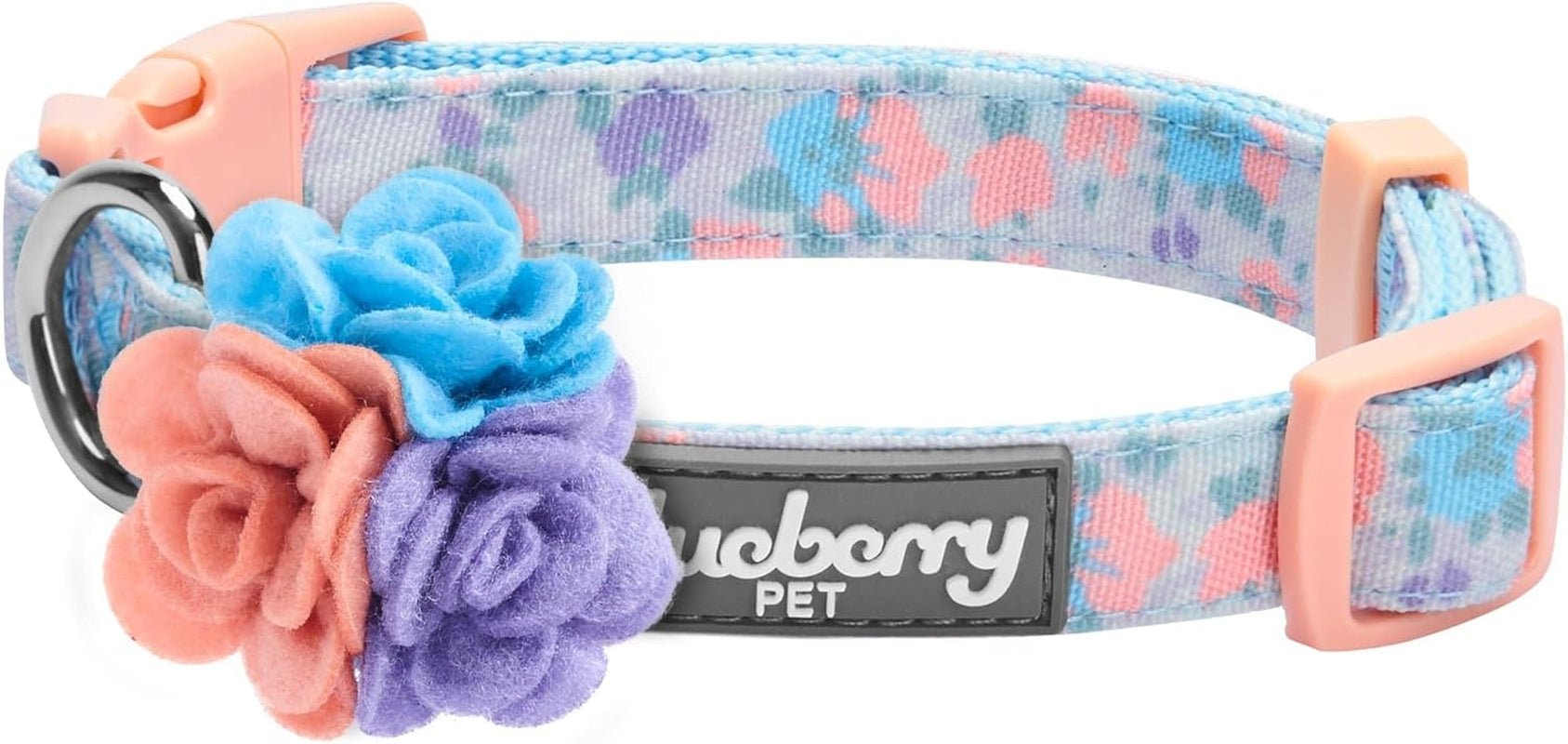 Made Well Lovely Floral Print Adjustable Dog Collar in Lavender with Detachable Flower Accessory, X - Small, Neck 7.5" - 10" - FurrrBabies & More! - 7445025491465