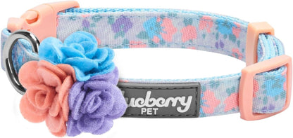 Made Well Lovely Floral Print Adjustable Dog Collar in Lavender with Detachable Flower Accessory, X - Small, Neck 7.5" - 10" - FurrrBabies & More! - 7445025491465