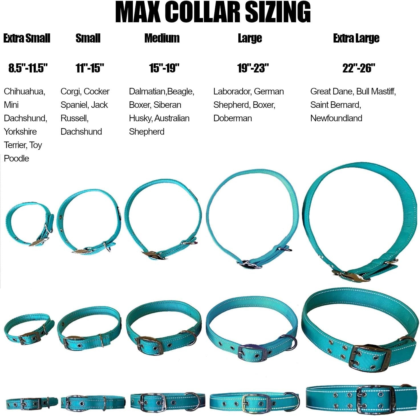 MAX Reflective Metal Buckle Dog Collar - We Donate a Collar to a Dog Rescue for Every Collar Sold (Large, RED) - FurrrBabies & More! - 744110059892
