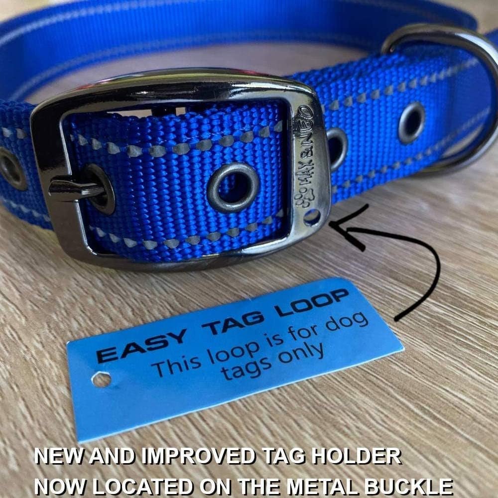 MAX Reflective Metal Buckle Dog Collar - We Donate a Collar to a Dog Rescue for Every Collar Sold (Large, RED) - FurrrBabies & More! - 744110059892