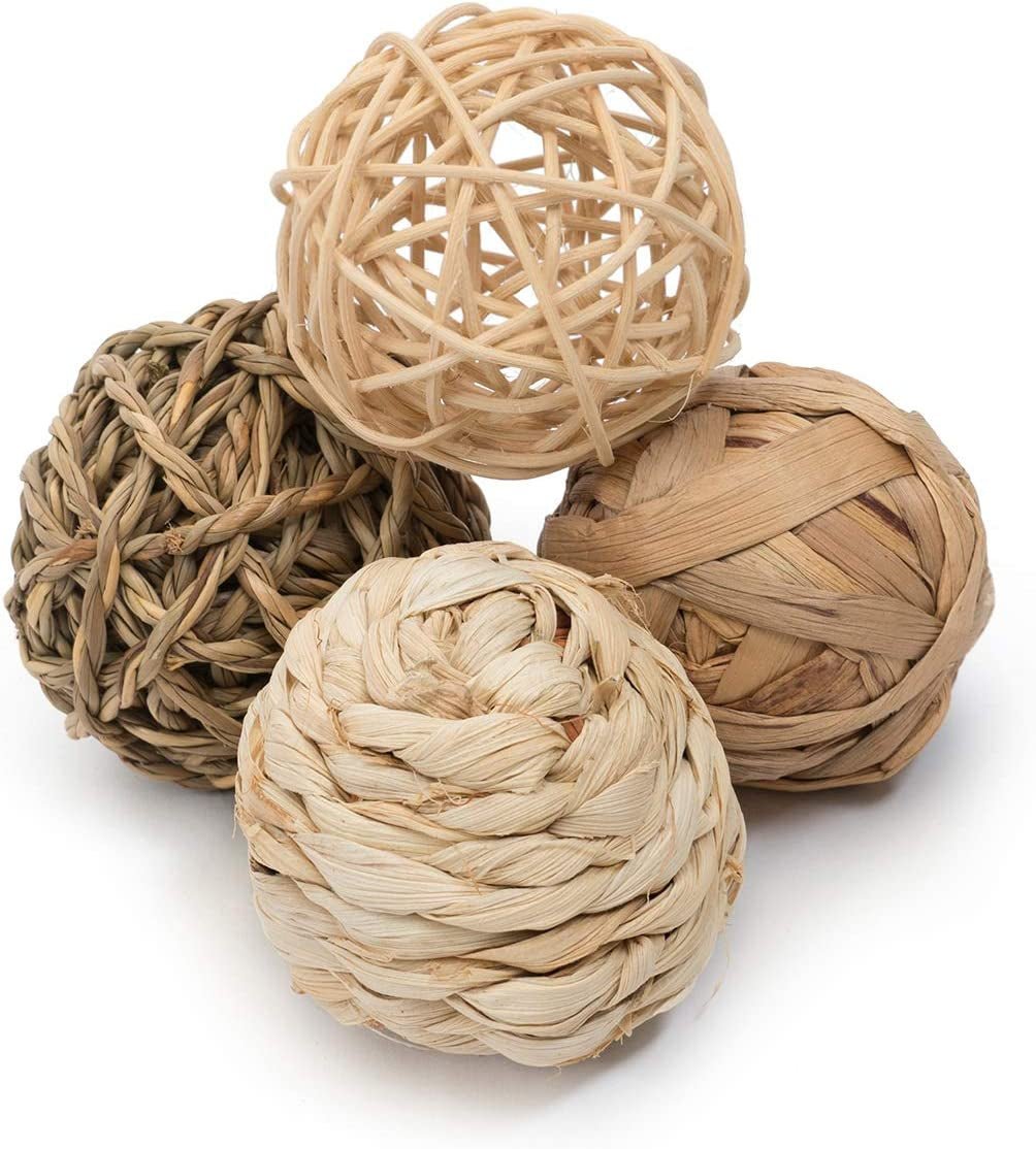 Natural Chew Activity Toys Fun Safe Hay Grass Pet Balls for Chinchilla Guinea Pig Rats Rabbits Hamster Gerbil Degu Bunny and Other Small Animals - FurrrBabies & More! - 313027960944