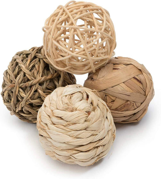 Natural Chew Activity Toys Fun Safe Hay Grass Pet Balls for Chinchilla Guinea Pig Rats Rabbits Hamster Gerbil Degu Bunny and Other Small Animals - FurrrBabies & More! - 313027960944