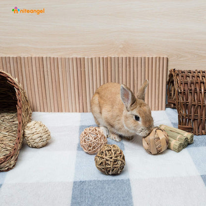 Natural Chew Activity Toys Fun Safe Hay Grass Pet Balls for Chinchilla Guinea Pig Rats Rabbits Hamster Gerbil Degu Bunny and Other Small Animals - FurrrBabies & More! - 313027960944