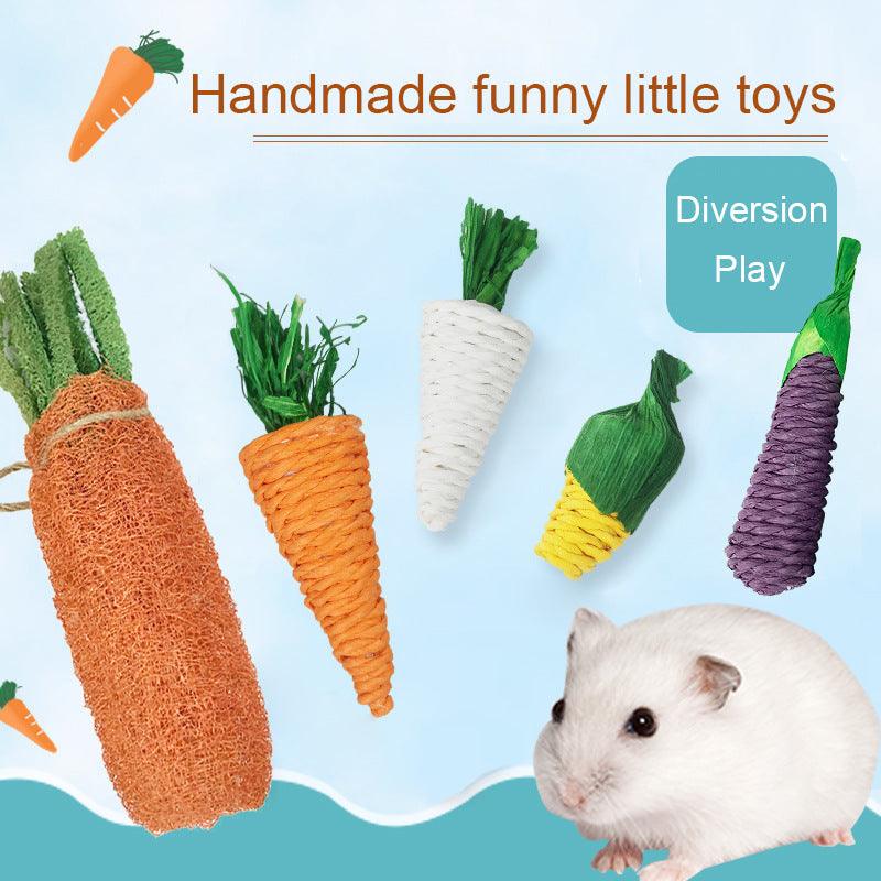 Natural Woven Carrot Hamster Toy - Fun And Eco - Friendly Molar Supplies - FurrrBabies & More! - Small Pet