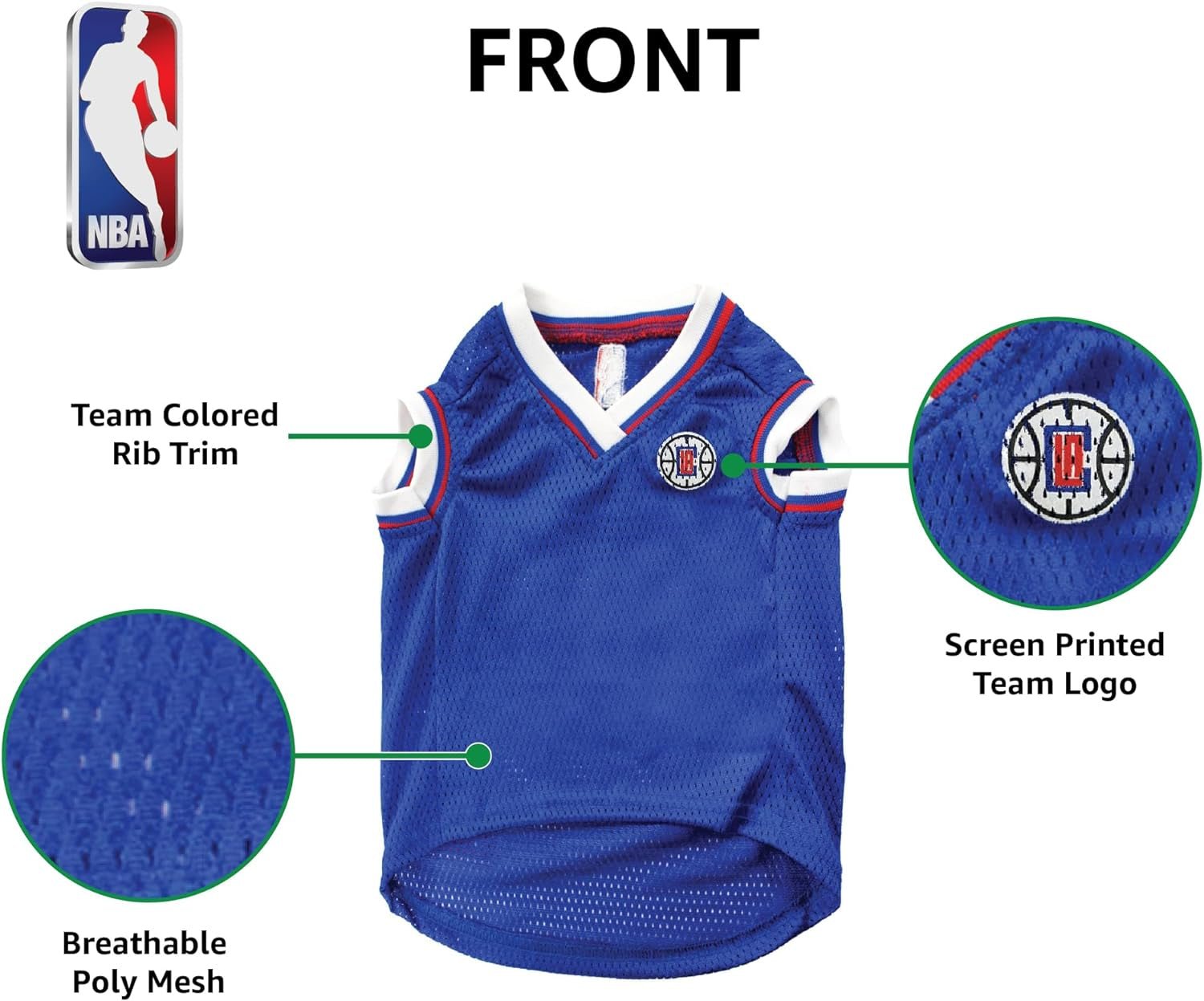 NBA LOS ANGELES CLIPPERS DOG Jersey, Small - Tank Top Basketball Pet Jersey - FurrrBabies & More! - 313113253264