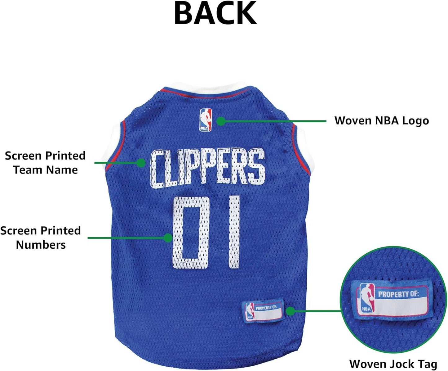 NBA LOS ANGELES CLIPPERS DOG Jersey, Small - Tank Top Basketball Pet Jersey - FurrrBabies & More! - 313113253264
