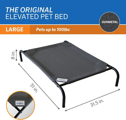 Original Elevated Dog Bed - Breathable Off - The - Ground Pet Bed with Cooling Fabric, Joint Relief & Moisture - Resistant Fabric, 100% Recyclable, Easy Clean, Gunmetal, Large - FurrrBabies & More! - 313102314310