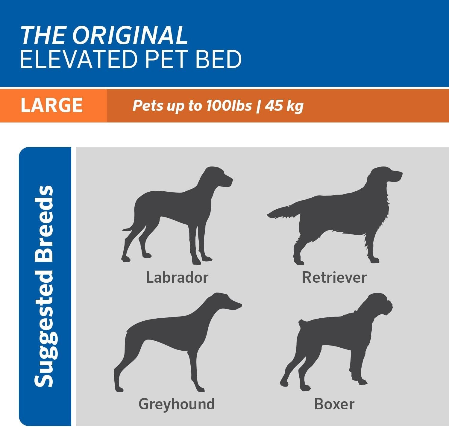 Original Elevated Dog Bed - Breathable Off - The - Ground Pet Bed with Cooling Fabric, Joint Relief & Moisture - Resistant Fabric, 100% Recyclable, Easy Clean, Gunmetal, Large - FurrrBabies & More! - 313102314310