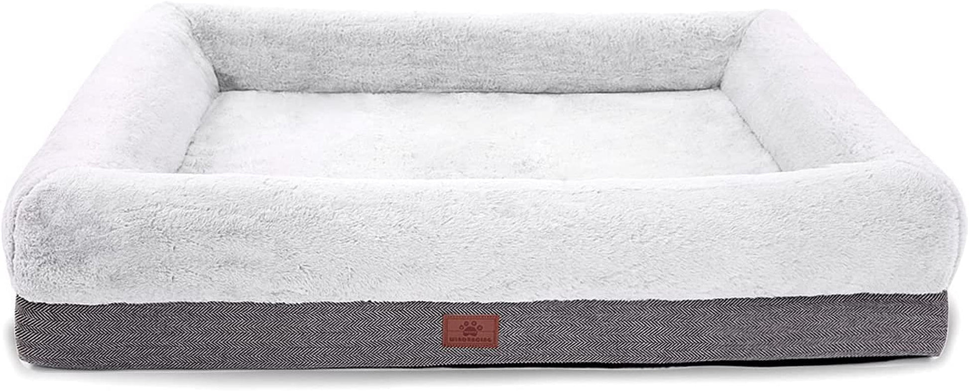 Orthopedic Dog Bed for Extra Large Dogs, Bolster Sides Dogs Sofa Bed with Removable Washable Cover & Non - Skid Bottom, Soft Pet Bed with Egg Foam Dog Couch for Sleeping, 46 X 30 Inch, Gray - FurrrBabies & More! - 726084983649