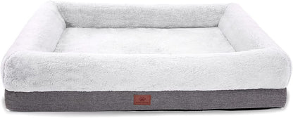 Orthopedic Dog Bed for Extra Large Dogs, Bolster Sides Dogs Sofa Bed with Removable Washable Cover & Non - Skid Bottom, Soft Pet Bed with Egg Foam Dog Couch for Sleeping, 46 X 30 Inch, Gray - FurrrBabies & More! - 726084983649