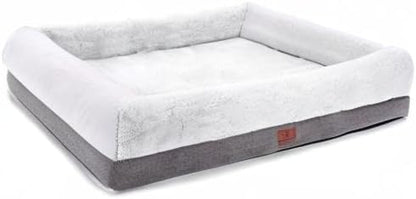 Orthopedic Dog Bed for Extra Large Dogs, Bolster Sides Dogs Sofa Bed with Removable Washable Cover & Non - Skid Bottom, Soft Pet Bed with Egg Foam Dog Couch for Sleeping, 46 X 30 Inch, Gray - FurrrBabies & More! - 726084983649