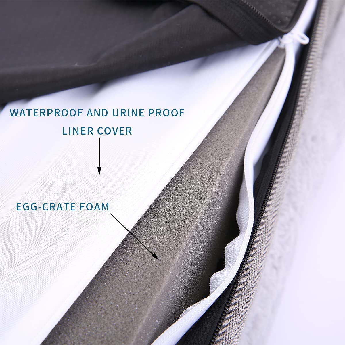 Orthopedic Dog Bed for Extra Large Dogs, Bolster Sides Dogs Sofa Bed with Removable Washable Cover & Non - Skid Bottom, Soft Pet Bed with Egg Foam Dog Couch for Sleeping, 46 X 30 Inch, Gray - FurrrBabies & More! - 726084983649