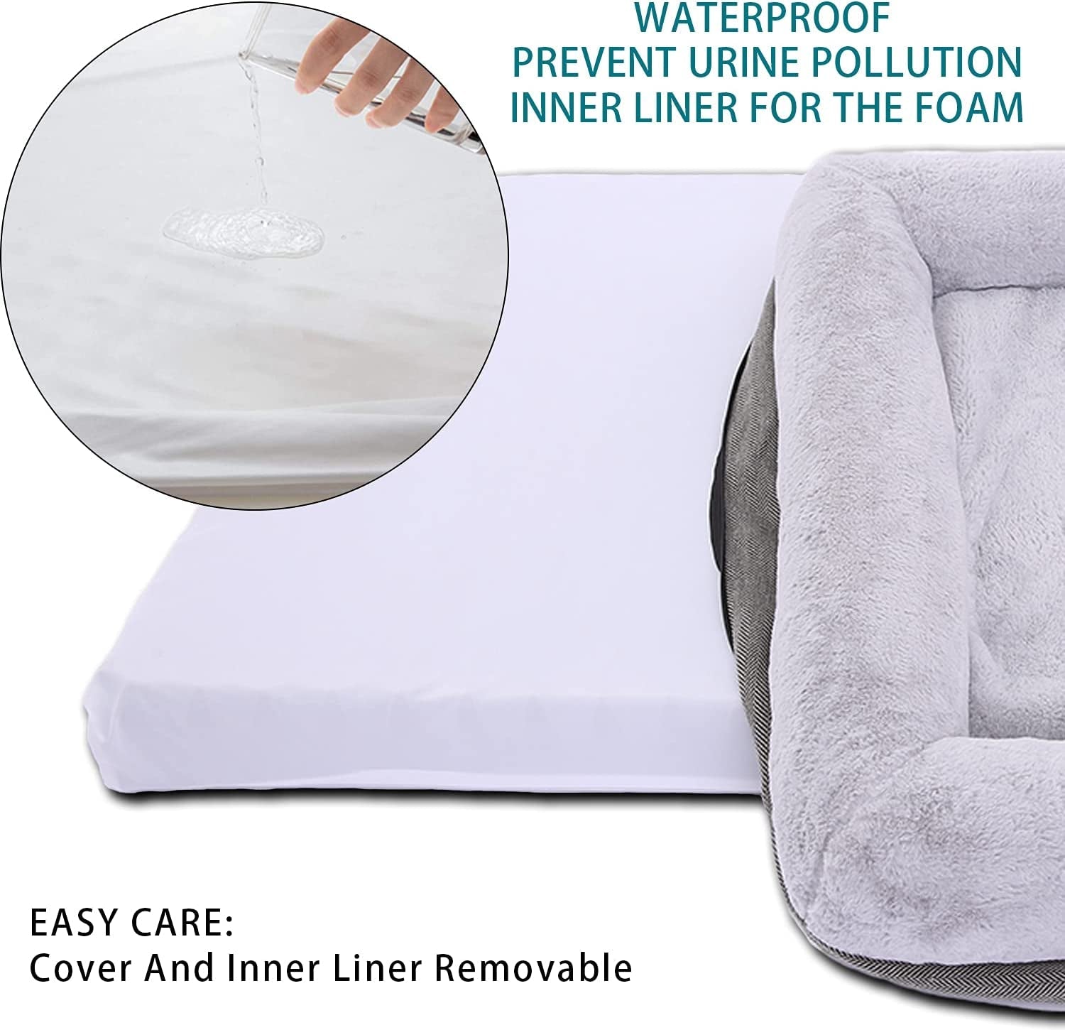 Orthopedic Dog Bed for Extra Large Dogs, Bolster Sides Dogs Sofa Bed with Removable Washable Cover & Non - Skid Bottom, Soft Pet Bed with Egg Foam Dog Couch for Sleeping, 46 X 30 Inch, Gray - FurrrBabies & More! - 726084983649