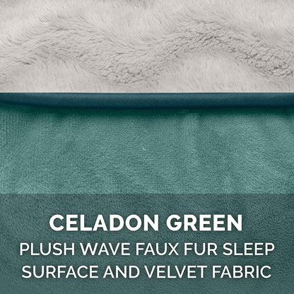 Orthopedic Dog Bed for Large Dogs W/ Removable Bolsters & Washable Cover, for Dogs up to 125 Lbs - Plush & Velvet Waves Perfect Comfort Sofa - Celadon Green, Jumbo Plus/Xxl - FurrrBabies & More! - 313037618682