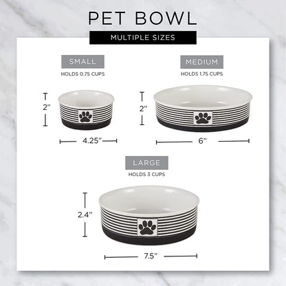Paw & Patch Ceramic Pet Collection, Large Set, 7.5X2.4", Nautical Blue, (Pack of 2) - FurrrBabies & More! - 313024632622