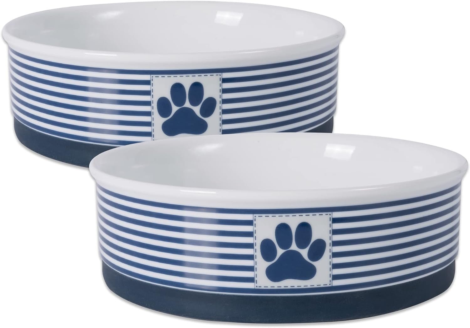 Paw & Patch Ceramic Pet Collection, Large Set, 7.5X2.4", Nautical Blue, (Pack of 2) - FurrrBabies & More! - 313024632622